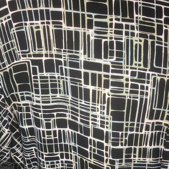 Claiborne Black Abstract Pattern Silky Short-Sleeve Shirt Men's Size L - Picture 11 of 13
